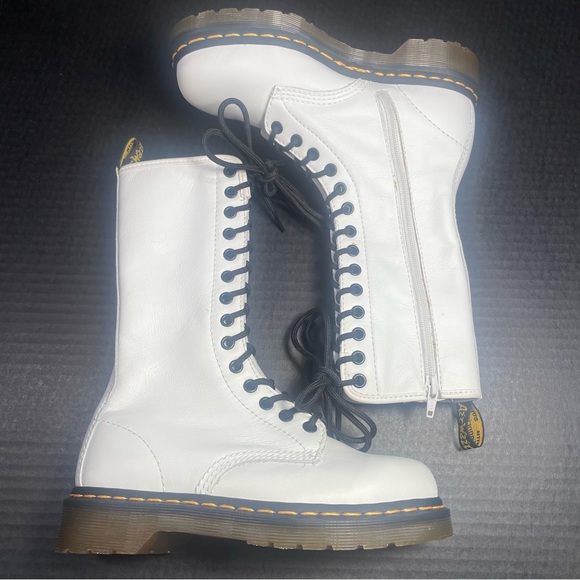 NWOB VTG Dr Martens 14 hole Tall White Boots UK 3=US 5-6 Lace up/Zip PRICE FIRM - Picture 5 of 16